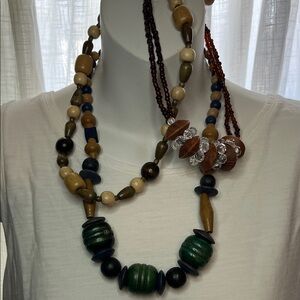 Wood Beaded Necklace Set
